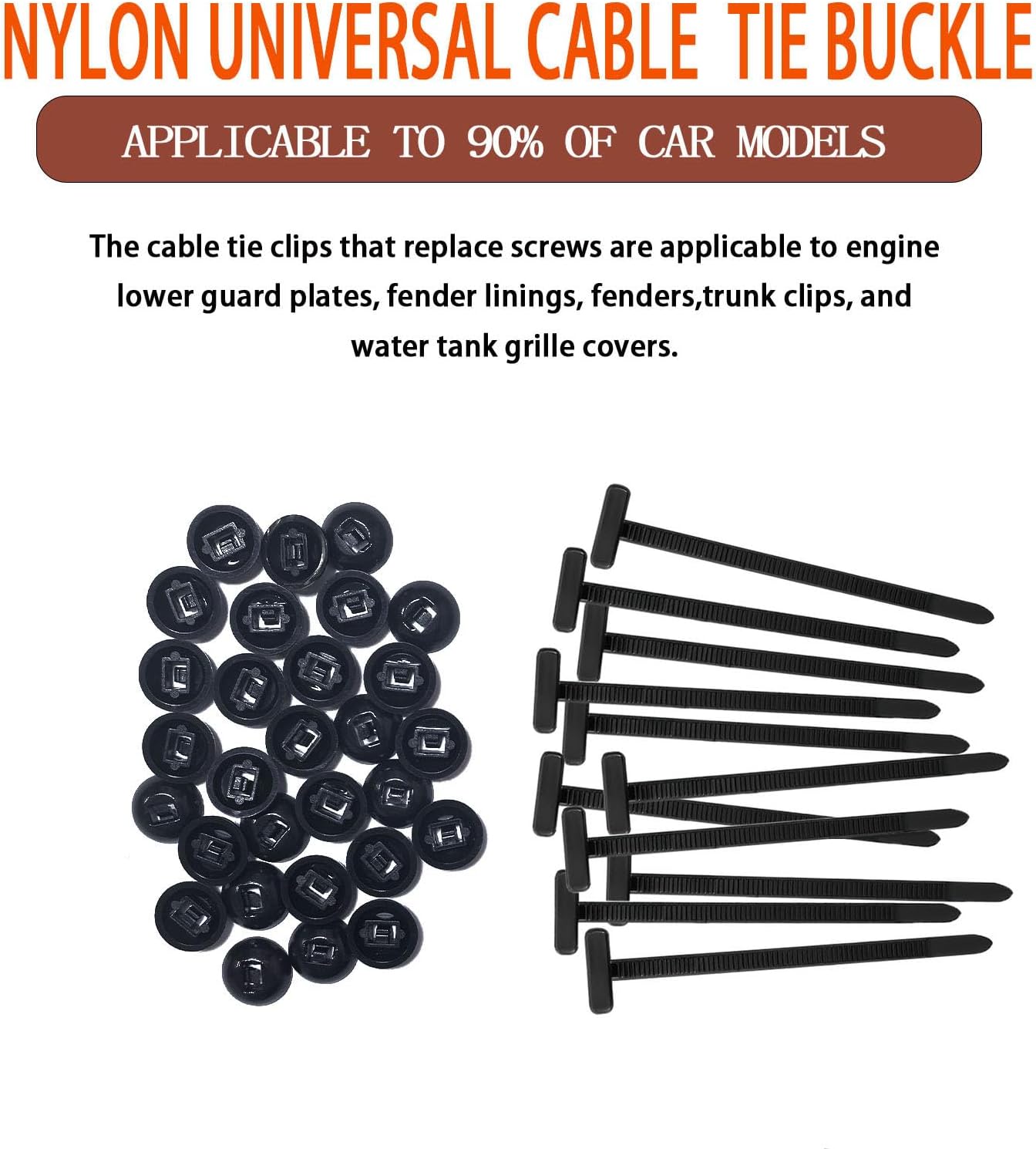 120Pcs Nylon Universal Cable Tie Buckle 2025 Upgrade Nylon Zip Ties Multipurpose Cable Ties Tool UV-Resistant Plastic Fasteners for Car Daily Auto Fixing Bumper Clips