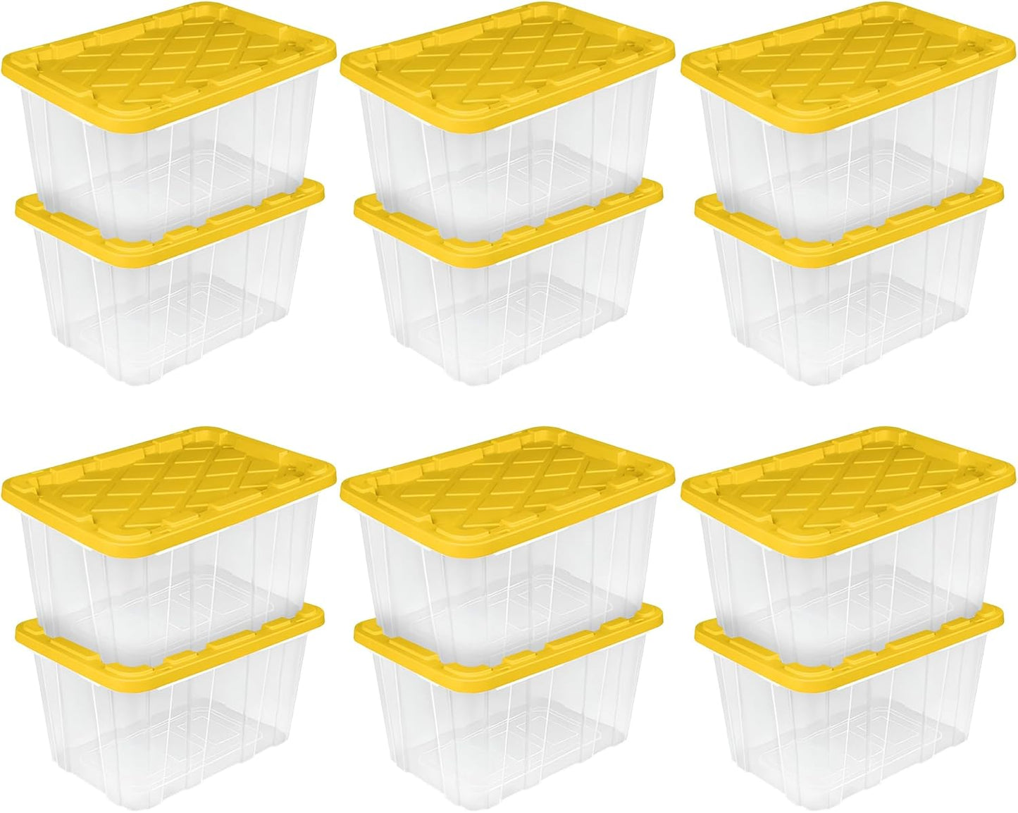 Sterilite 12 Pack Industrial Storage Box with Comfort Carrying Handles, 27 Gal, Yellow