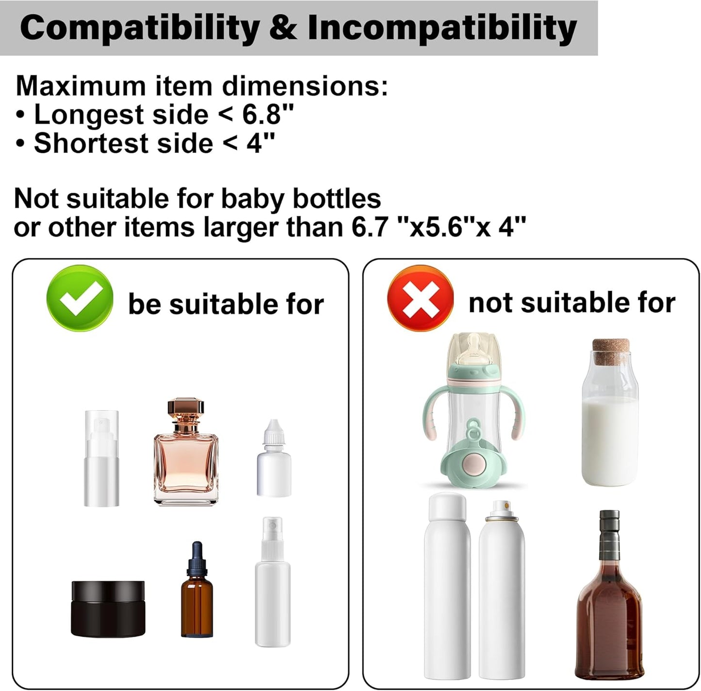 Prsildan Acrylic Drawer Makeup Organizer with 6 Drawers (Not for Baby Bottle), Set of 2 Office Desk Organizers Accessories, Clear Stackable Storage Drawers for Vanity, Craft (Largest Drawer 4" Tall)