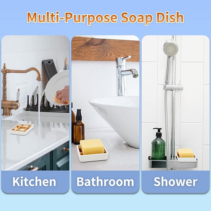 Bamboo Soap Dishes for Bar Soap Holders for Shower for Bathroom Sink Bulk Small Wooden Soap Tray Jabonera Pretty Neat Ventilated Soap Dish Disj Disk, Detachable (Single Right Angle White)