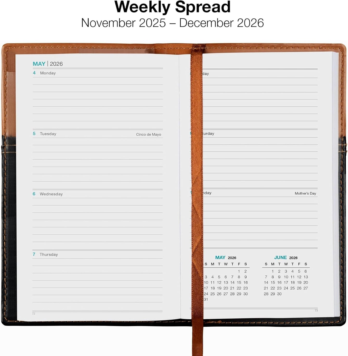 2026 Pocket Planner/Pocket Calendar, 3.5"x6": Includes 14 Months (November 2025 - December 2026) / 2026 Weekly Planner/Weekly Agenda/Monthly Calendar Organizer (Brown/Black)