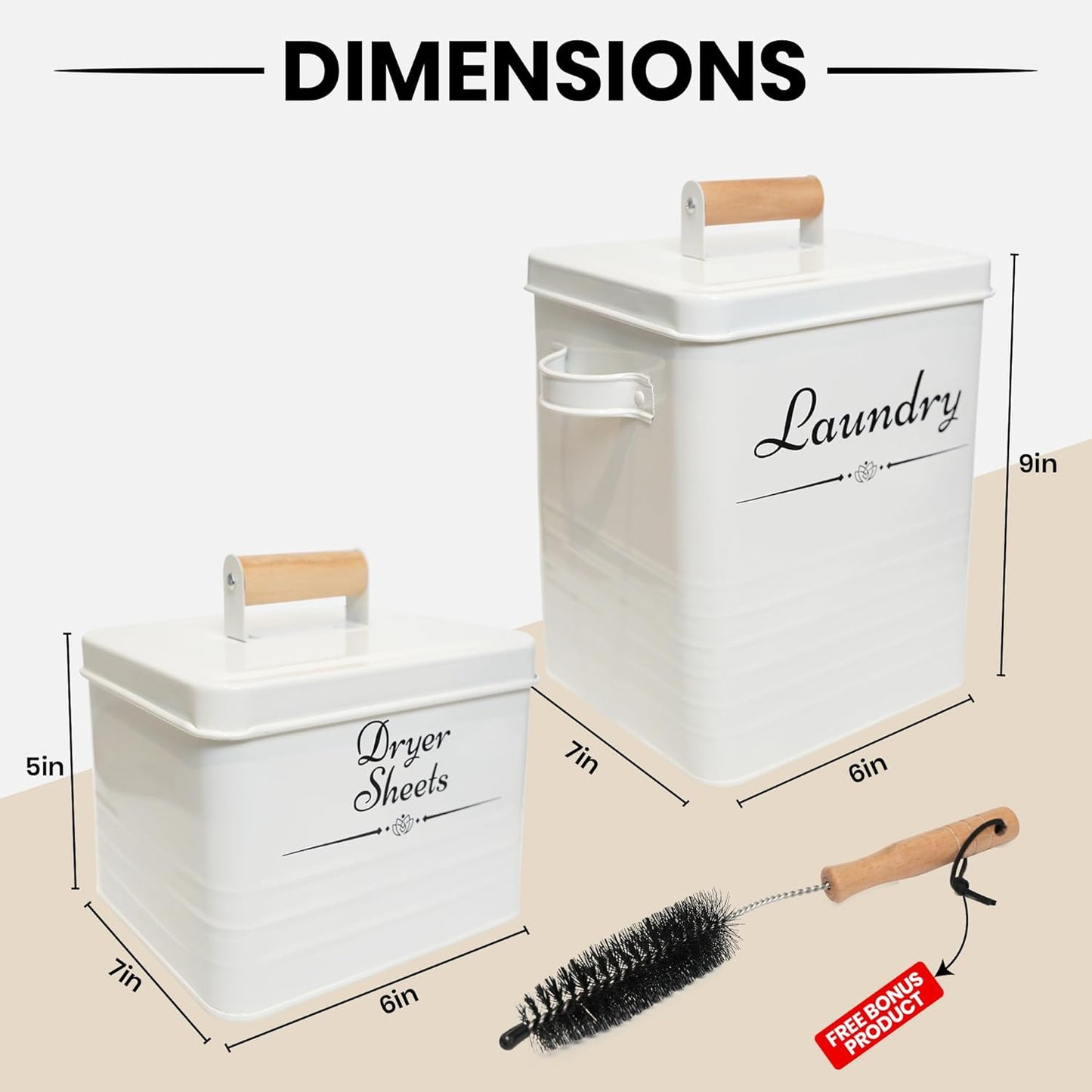 Farmhouse Metal Laundry Pods Container with Dryer Sheet Holder for Organization and Storage, Laundry Room Decor - Holds 156 Pods and 300 Sheets (White)