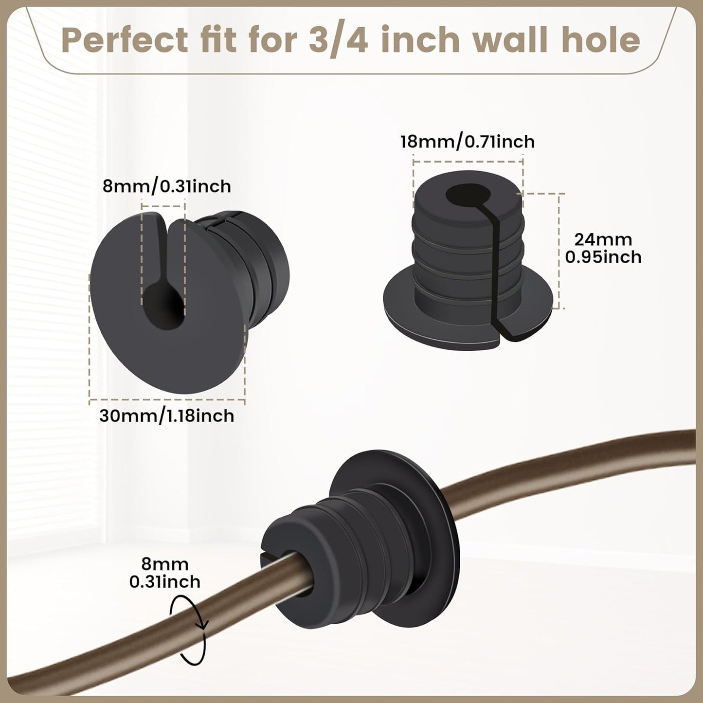 Starlink Cable Grommet Routing Kit for 3/4 inch Wall Hole, 4PCS Wall Grommets Accessories Including 3/4" Spade Drill Bit, Drill bit, and 40 Wall Wire Clips