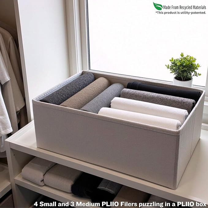 2 Pcs PLIIO Foldable Drawer Organizer, Closet Dresser Drawer Divider, Clothes Storage Box, Storage Bins, Wrinkle-Free Storage Solution for Home and Travel, Wardrobe Organizer and Clothes Folder