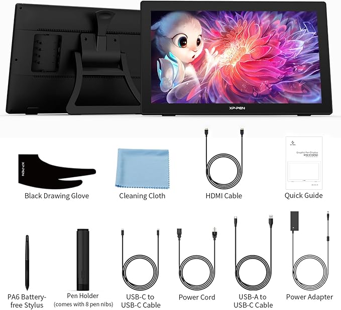 XPPen 21.5 Inch Drawing Tablet with Screen 122% sRGB, Artist 22 2nd IPS Graphics Tablet with 8192 Levels Battery-Free Stylus, Pen Display with Adjustable Stand, AG Film for Windows, Mac, Chrome, Linux