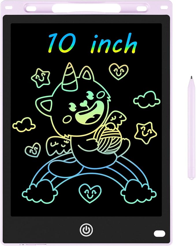 10 Inch LCD Writing Tablet - Colorful Electronic Drawing Pad & Doodle Board for Kids Ages 3-8, Erasable Educational Toy, Birthday and Christmas Gift for Girls and Boys (White)
