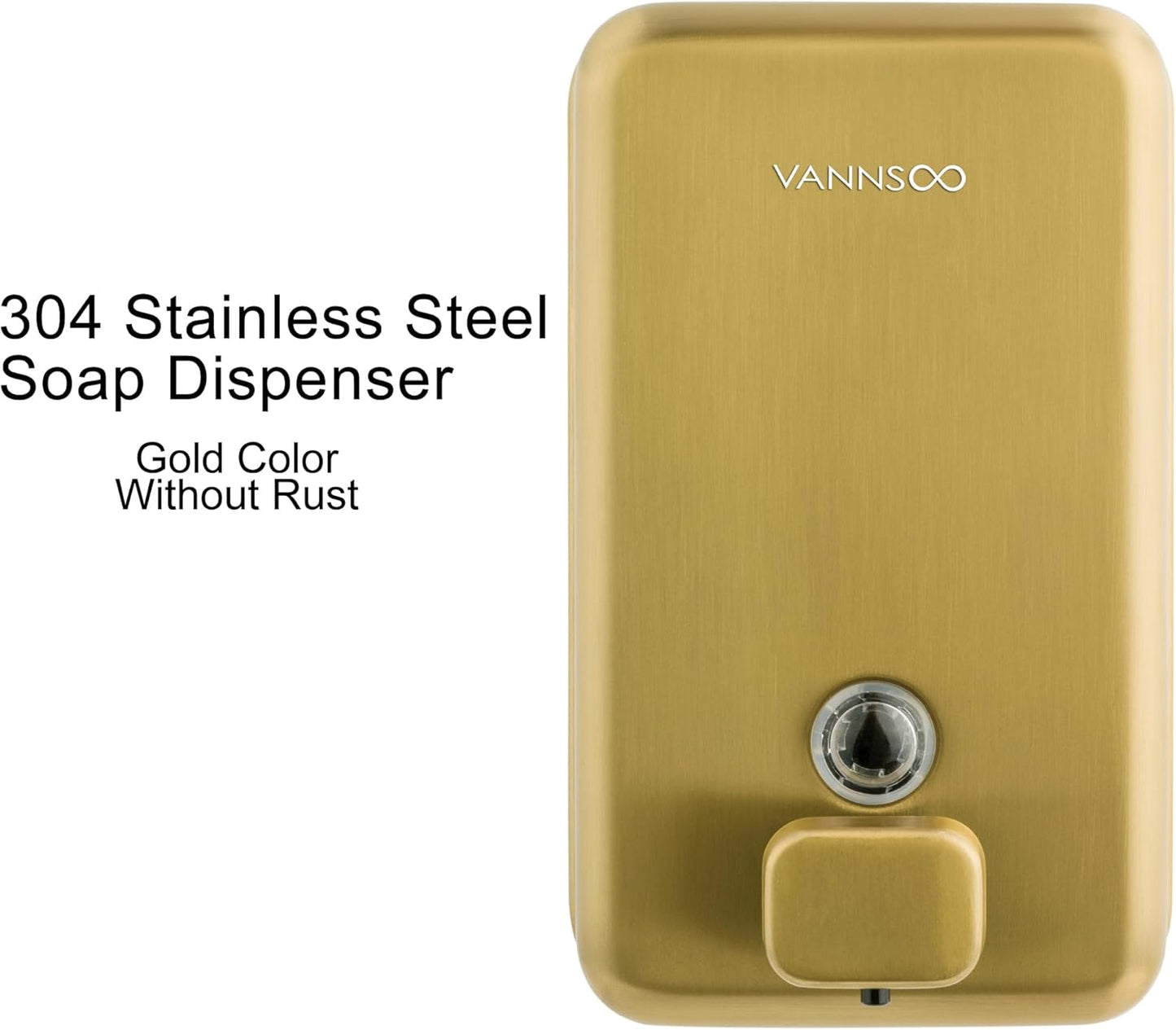 Wall Mounted Hand Soap Dispenser Bathroom, 1200ml 40oz Commercial Stainless Steel Liquid Soap Dispenser Wall Mount (Vertical Gold)