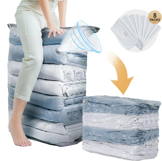 TAILI 8 Pack Vacuum Storage Bags, Jumbo Cube (31x40x15 Inch), Large Vacuum Seal Bags for Bedding, Comforters, Blankets, Clothing, Closet Space Saving, Clear