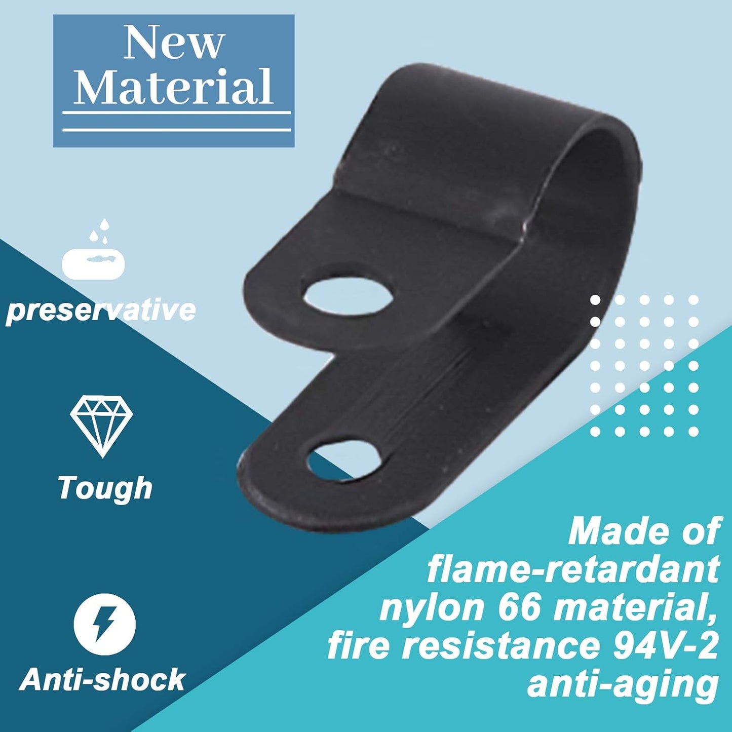 Glarks 60Pcs 3/8 Inch Black Nylon Screw Mounting R-Type Cable Clip Wire Clamp with 60Pcs Screws for Wire, Cable, Conduit and Cable Conduit Kit (Black)