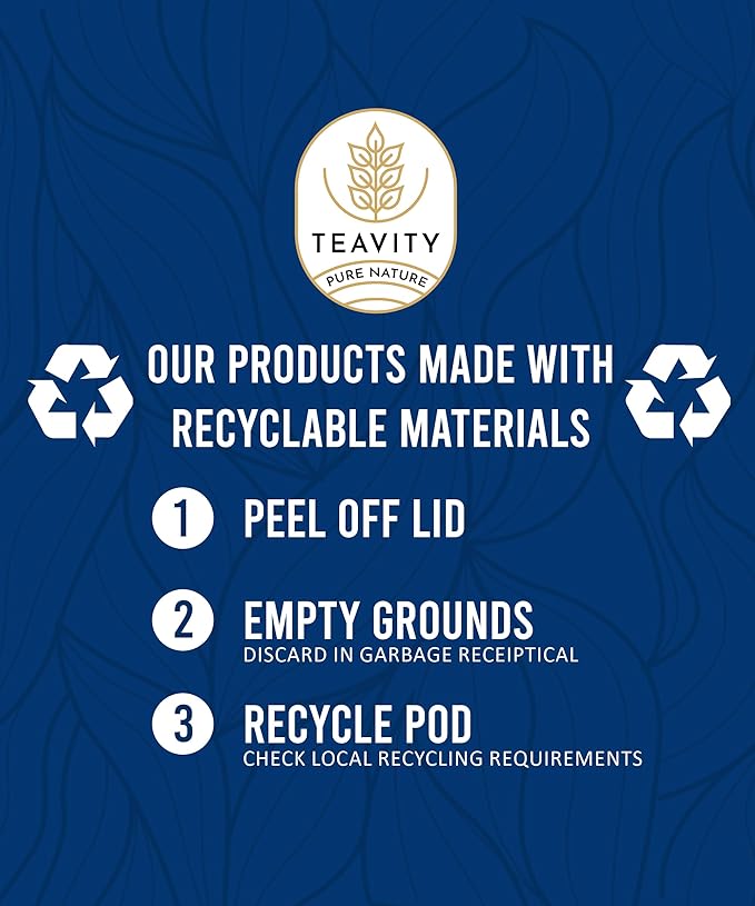 Organic Moroccan Mint Tea and Green Tea Pods for Keurig - Caffeinated Unsweet Tea for K Cup Brewing by Teavity (24 Tea Pods)