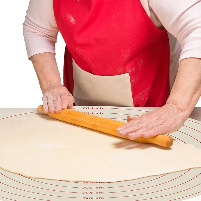 20 Inch Christmas Traditional Lefse Making Pastry Cloth, Round Baking Mat with Measurements, Lefse Making Accessory for Rolling Dough and Baking Kitchen Supplies (Not Include Board)