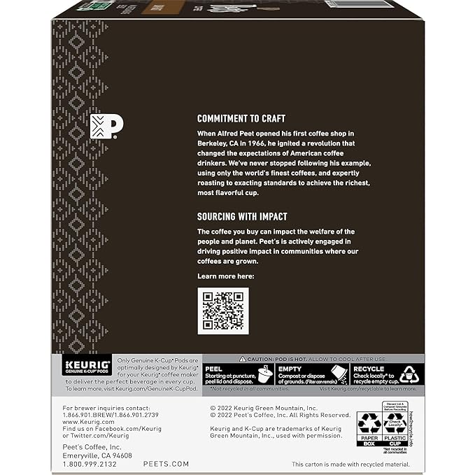 Peet's Coffee & Tea Coffee Major Dickason's Blend K-Cup Portion Pack for Keurig K-Cup Brewers, 22 Count