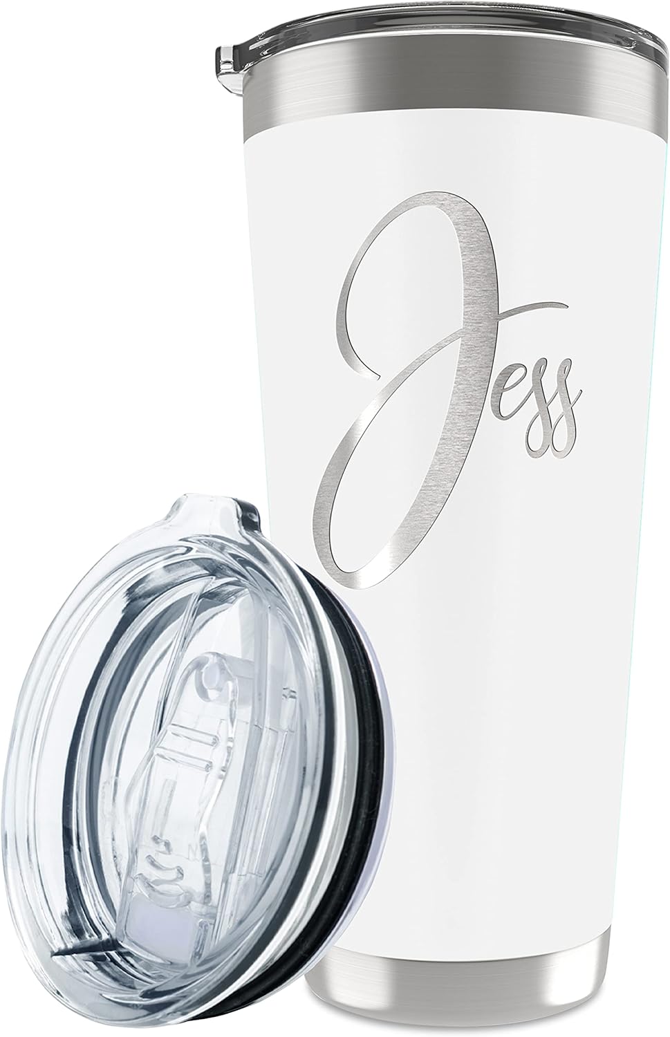 Be Burgundy Personalized Tumbler with Engraved Name - 12 Designs, 30 Oz Coffee Tumbler with Slider Lid, White, Double Wall Insulated - Gifts for Mom, Dad, Personalized Gift for Him, Her