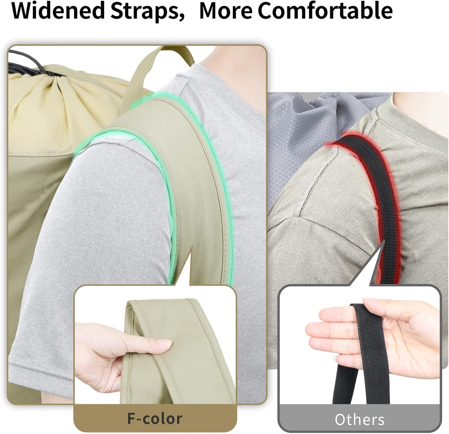 F-color Laundry Backpack 75L - Large Capacity Laundry Bag Backpack with Comfort Straps, Mesh and Zip Pocket, Sturdy Bag for Dorm, Travel, Laundromat, Apartment, Khaki