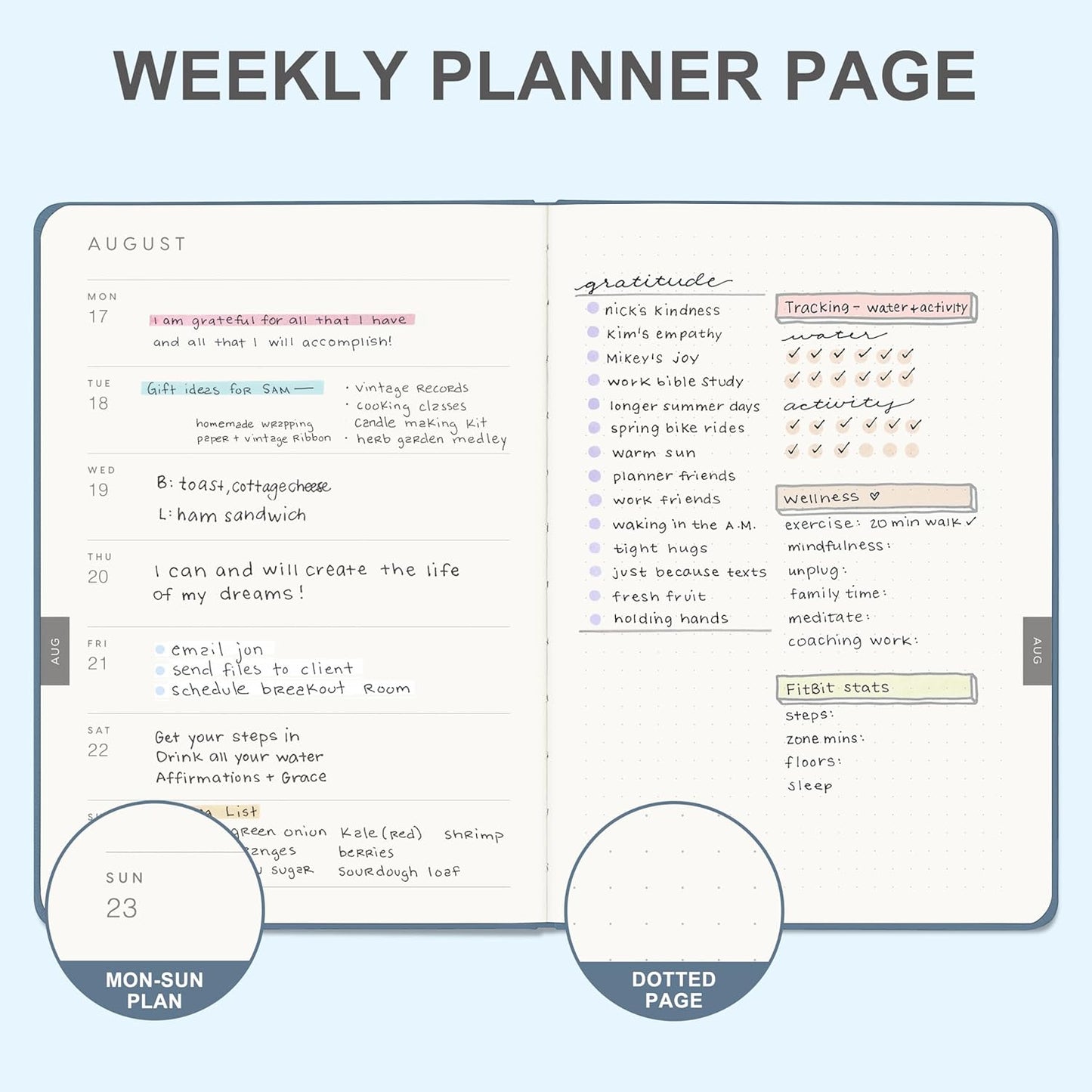 And Per Se 2026 Planner-Daily, Weekly & Monthly Leather Hardcover Planner, 5.7" x 8", Daily Schedule, Monthly Tabs, 100 GSM Thick Paper, Back Pocket(Dark Blue)