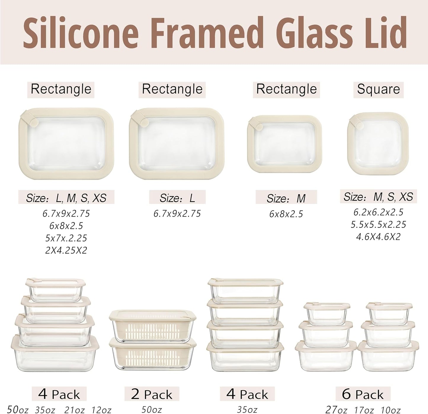 Urban Green Glass Food Storage Containers with Glass Lids, Microwave Safe Food Container Set, Aitight Meal Prep Container Set, BPA Free Colander, LeakProof, 2 Pack