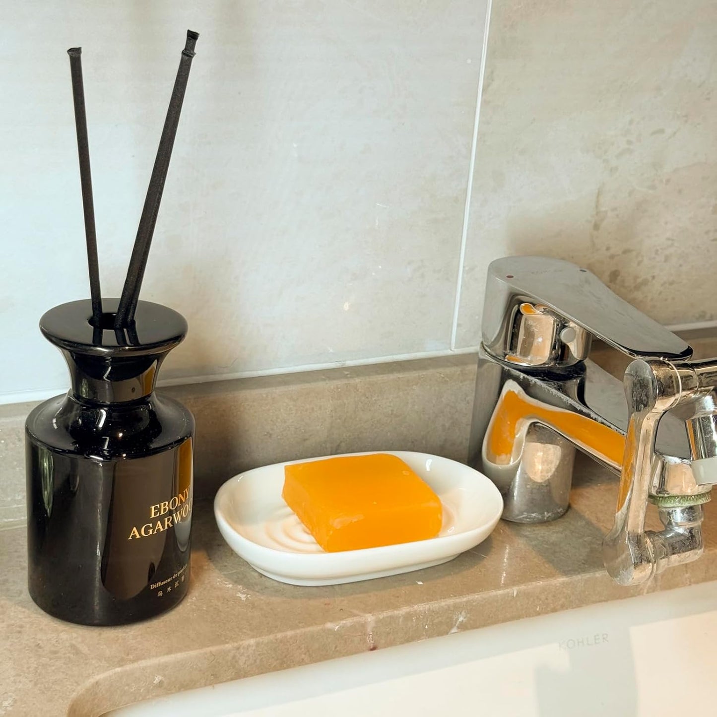 Soap Dish, Ceramic Soap Dish with Marble PatternShower, Soap Saver Tray for Bathroom, Kitchen Sink & Vanity, Multi-Use Holder for Jewelry, Rings, Keys (1 Pack, White)