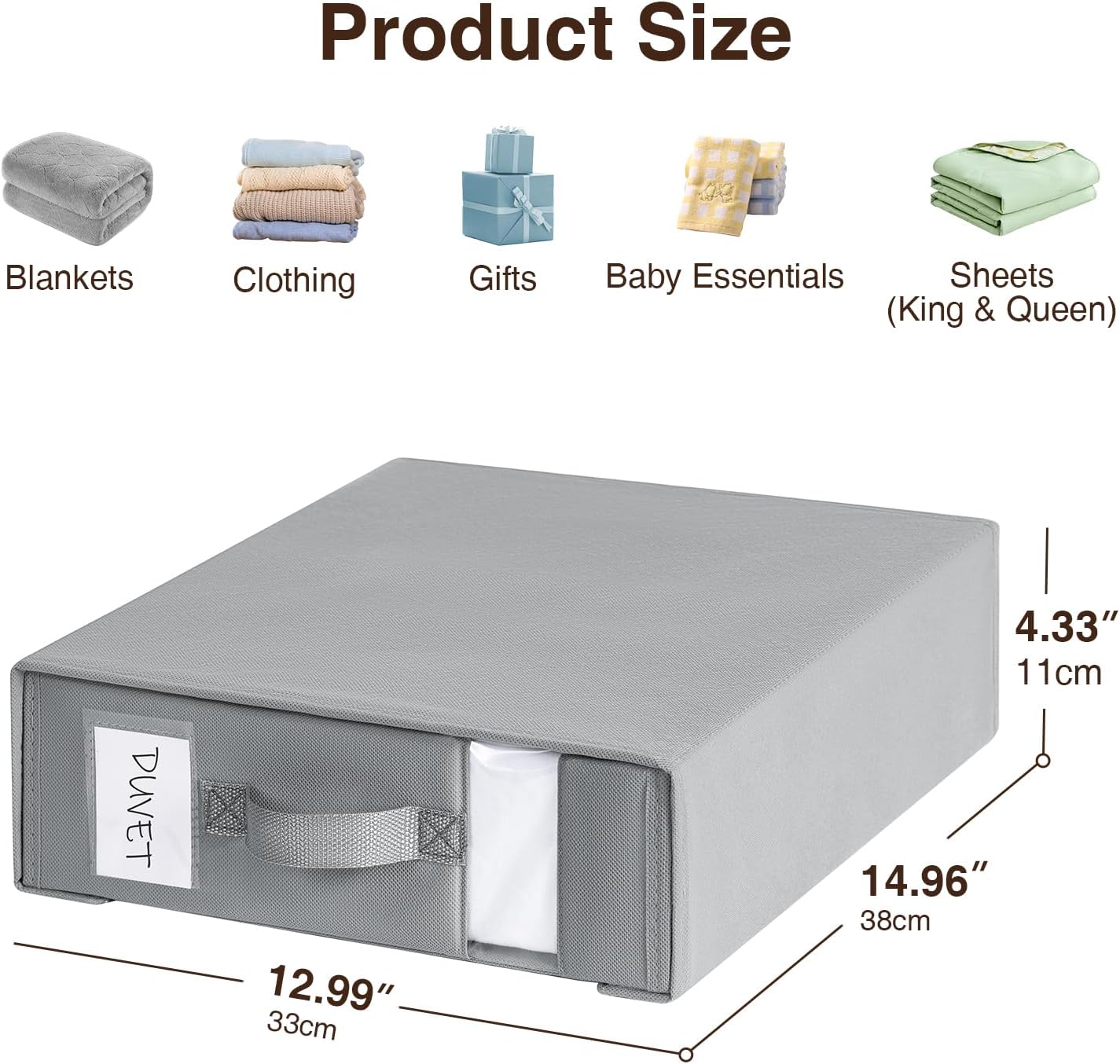 DIMJ Bed Sheet Organizers and Storage 6 Pack - Foldable Sheet Holder for Linen Bedding Storage Box for organization, Sheets Set Holder for Blanke, Towel (King & Queen Size), Grey