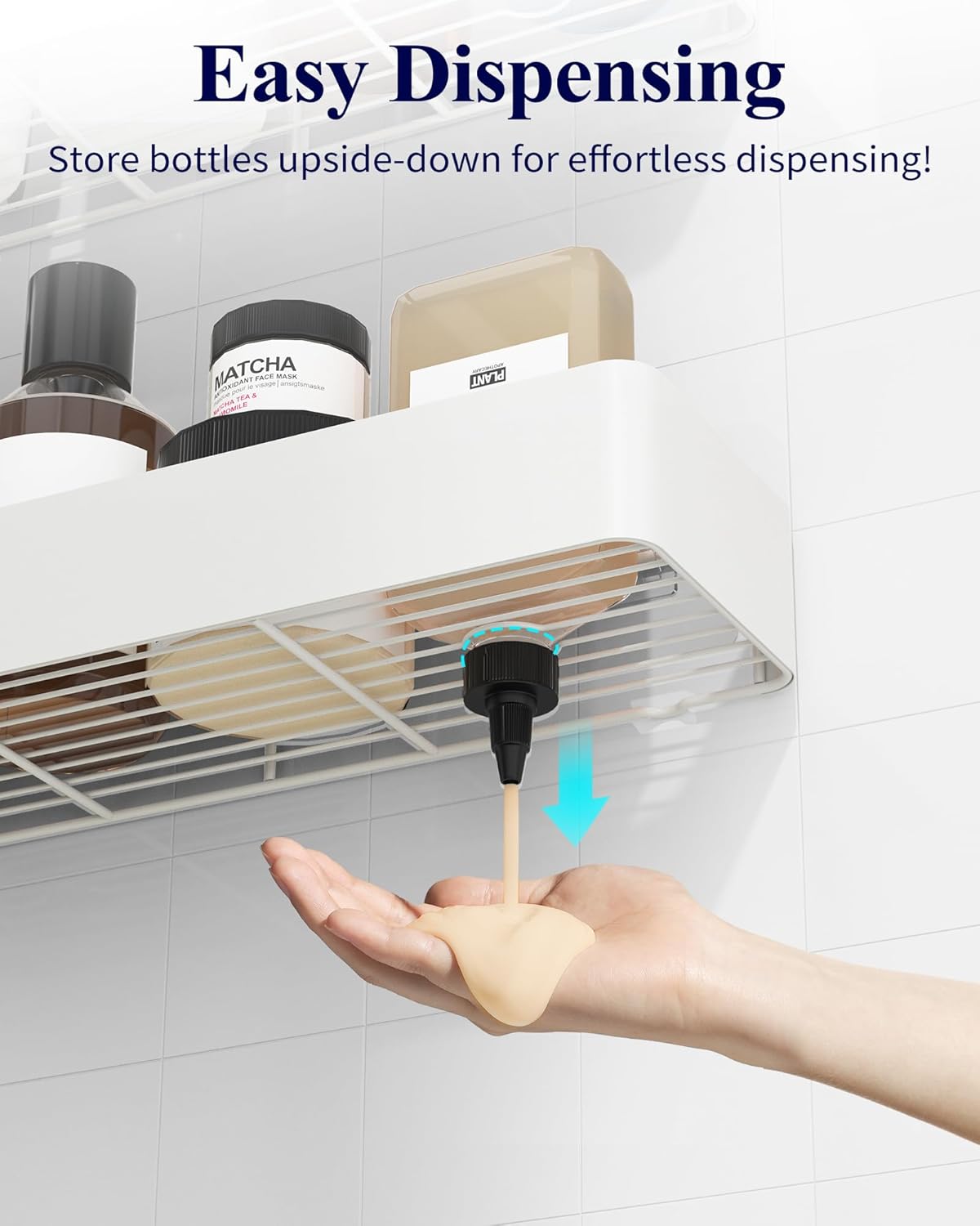 Kitsure Shower Caddy - 2 Pack Adhesive Shower Organizer, Rustproof Metal Shelves, No-Drill Bathroom Organizers and Storage, White, XX-Large