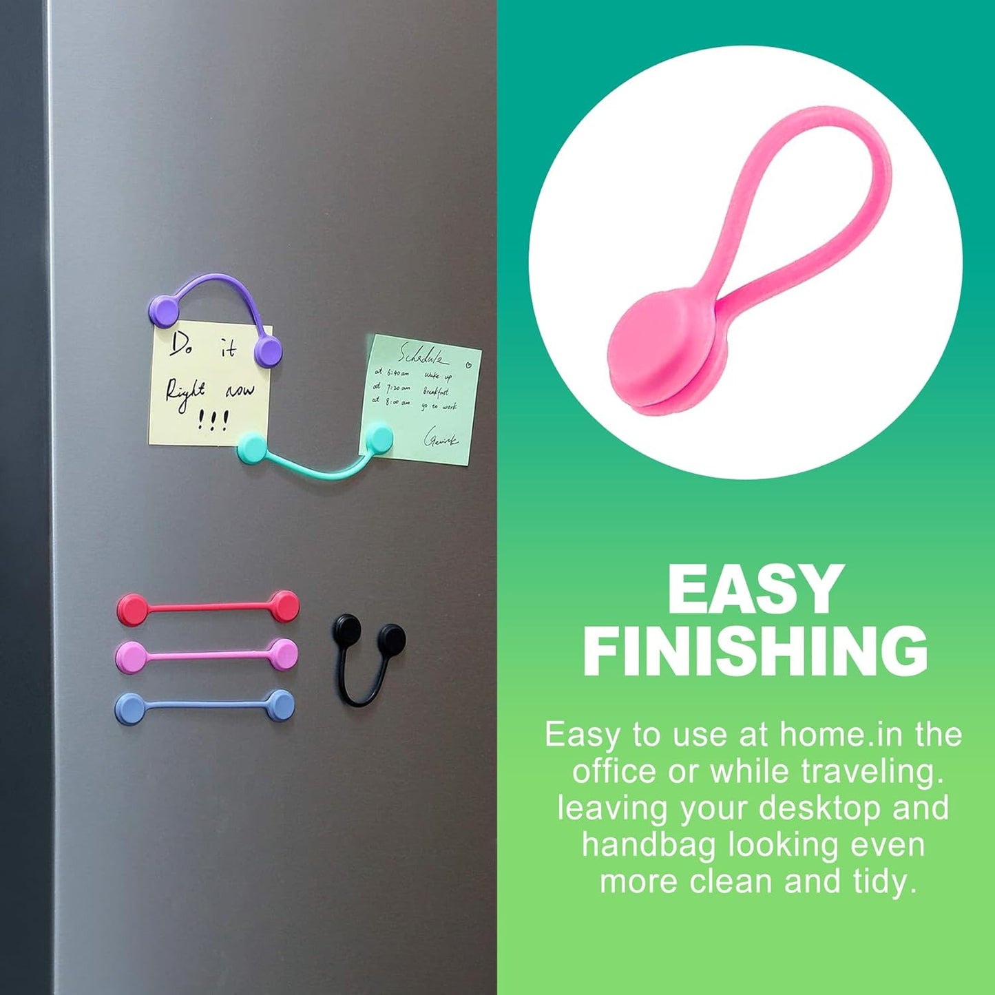 slaixiu 20PCS Reusable Magnetic Cord Ties - Flexible Silicone Cable Organizer with Anti-Slip Straps for Charging Cables, Home & Office Use