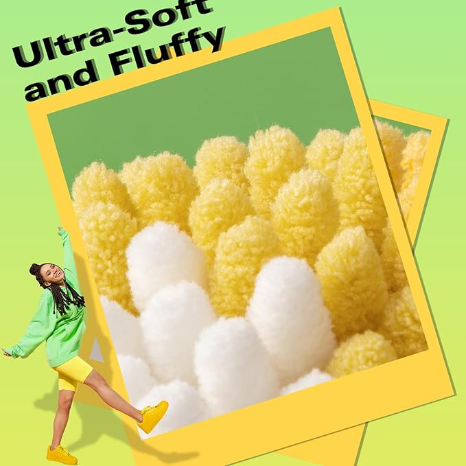 Tindbea Bathroom Rugs Set 2 Piece, Extra Soft and Absorbent Fluffy Striped Chenille Bath Mat Rug Set, Non Slip Bathroom Floor Mat, Machine Washable (20" x 32" Plus 16" x 24", Yellow)