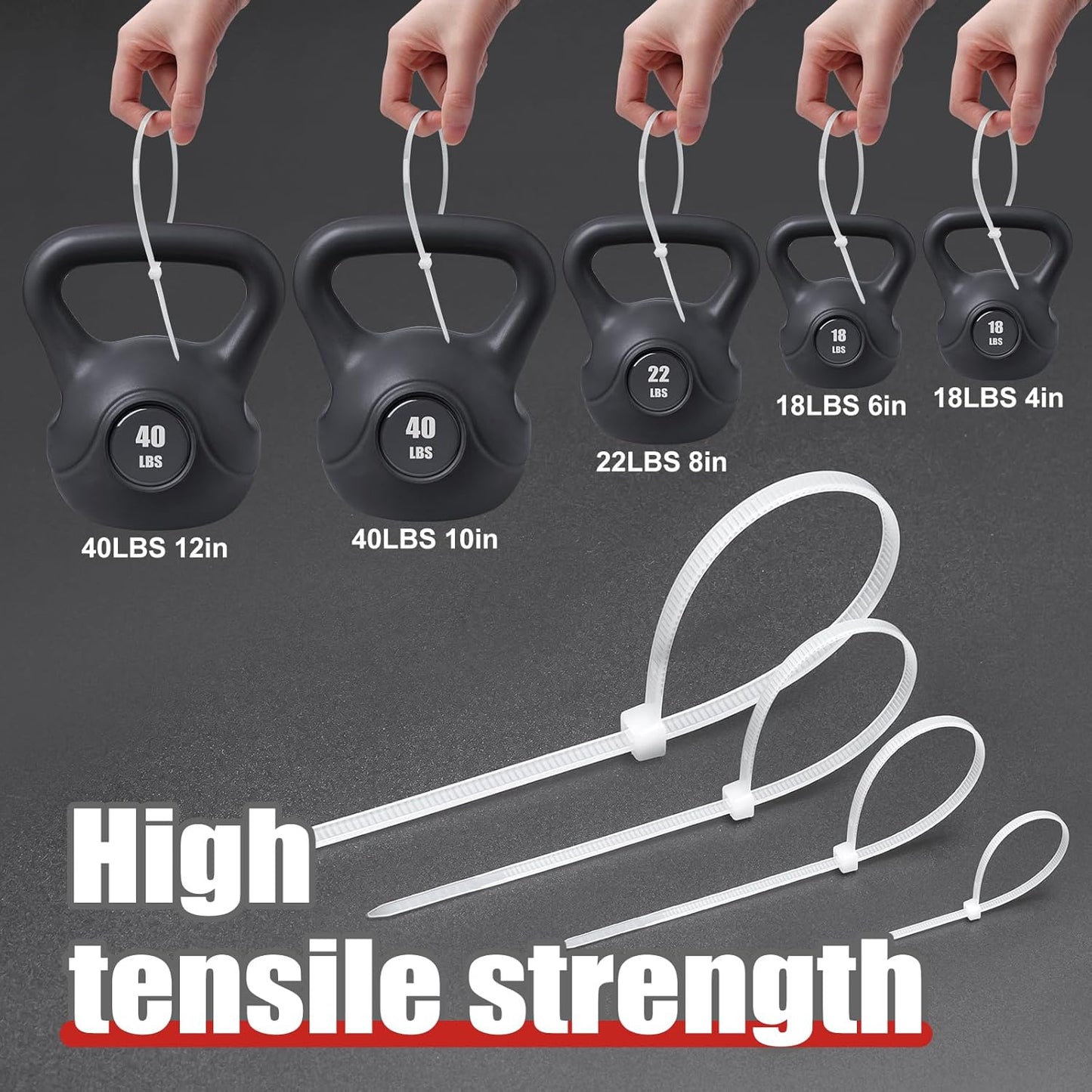 APIELE Cable Zip Ties 600 Pack WHITE Assorted Sizes 4 6 8 10 12 inch Multi-Purpose Self-Locking Nylon Cable UV Resistant Wire Ties for Indoor & Outdoor Home Office Garden Workshop