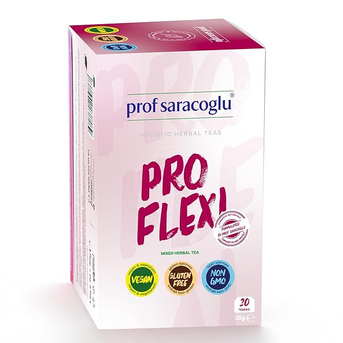 Prof Saracoglu 1 Box Pro-Flexi Herbal Tea – Caffeine-Free Herbal Infusion with Organic Nettle Leaf, Relaxing Bedtime Brew for Evening Routine, 20 Tea Bags in Resealable Box