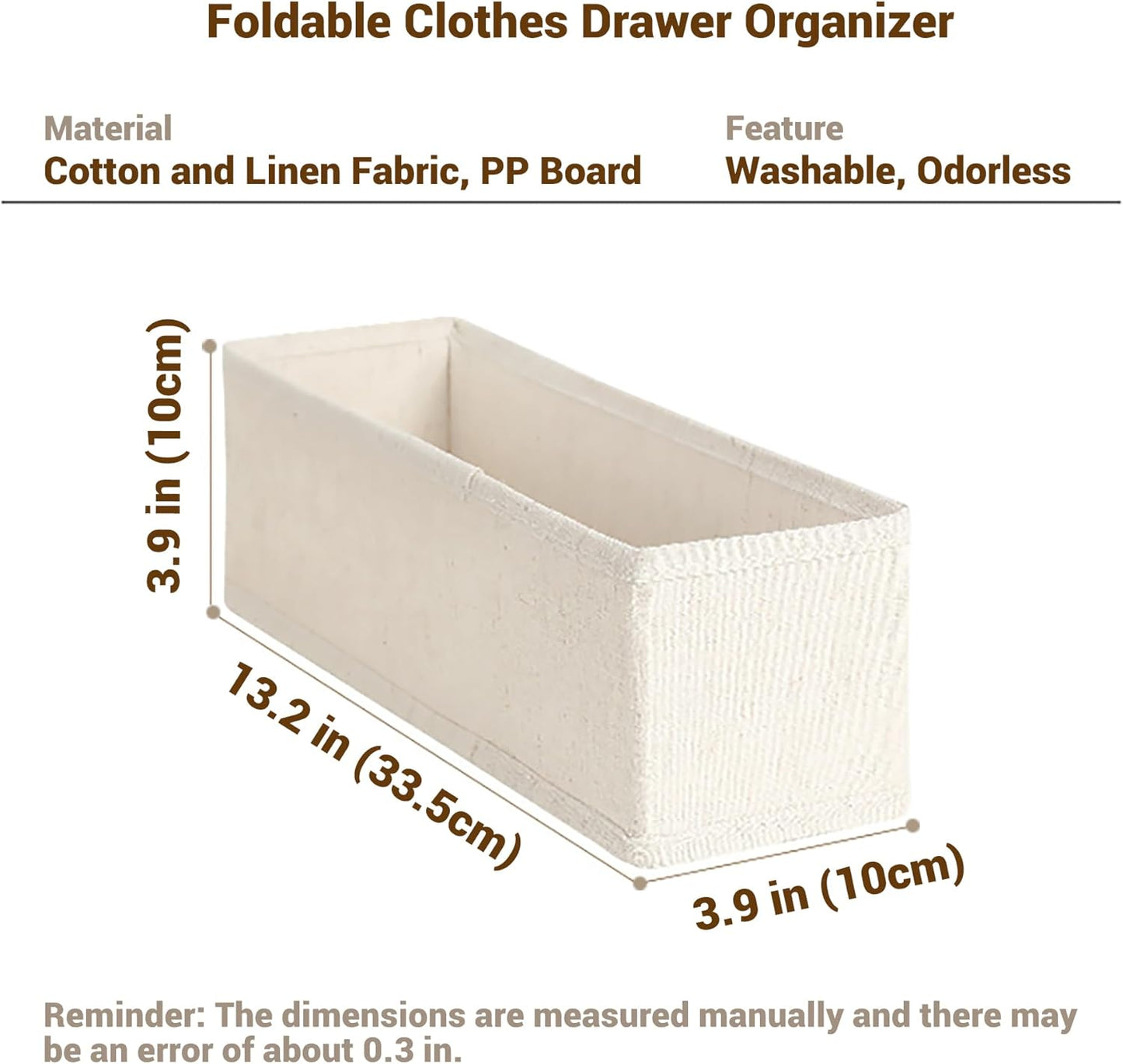 MURRI&MURRDI Mini Foldable Clothes Drawer Organizer 6 Pcs, Fabric Drawer Organizer for Nursery, Small Drawer Fabric Organizer for Clothing, Sock Underwear Bra Belt Tie Scarves Drawer (6 Light Beige)