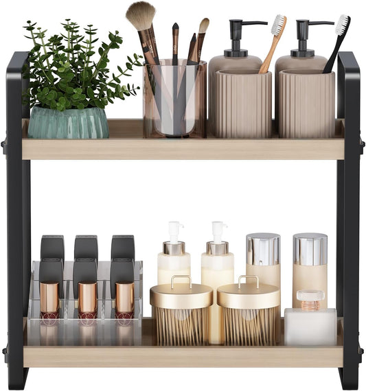 Bathroom Counter Organizer,Bathroom Countertop Organizer,Counter Shelf,Countertop Storage,Organization and Storage,Makeup Shelf,Sink Caddy(Burlywood 2 Tier)