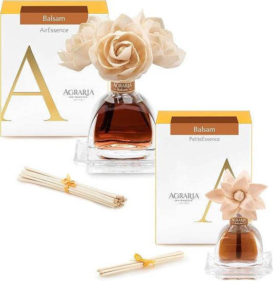 AGRARIA AirEssence & PetiteEssence Flower and Reed Diffuser Set, Luxury Home Fragrance Set, Scented Oil Reed Diffuser Gift for All Occasions