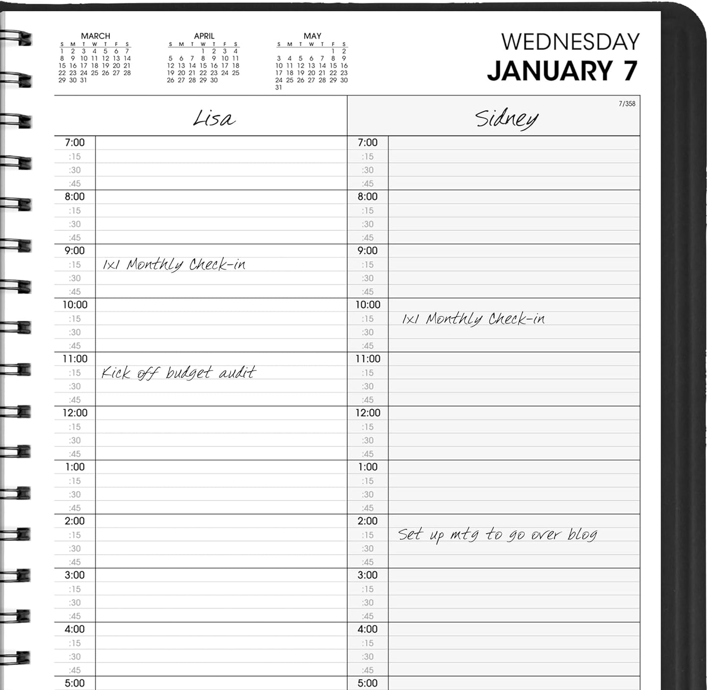 AT-A-GLANCE 2026 Appointment Book Planner, Daily, 8" x 11", Large, Two Person Group, Black (702220526)