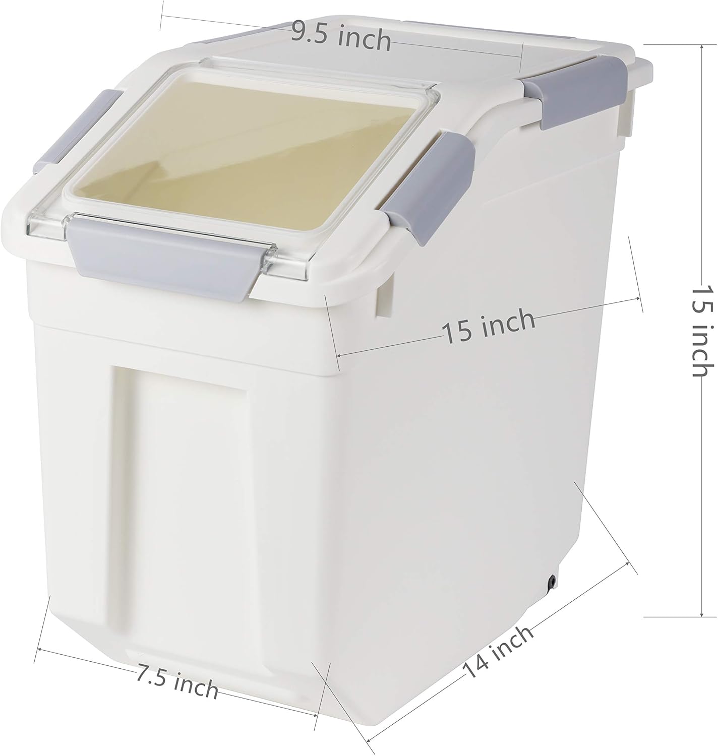 Rice Storage Container 25 lb (15 Liters) with Wheels Seal Locking Lid PP (Pack-2)