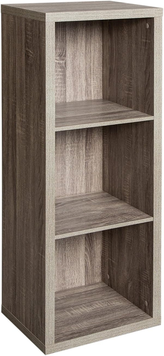 ClosetMaid 3 Cube Storage Shelf Organizer Bookshelf with Back Panel, Easy Assembly, Wood, Weathered Gray