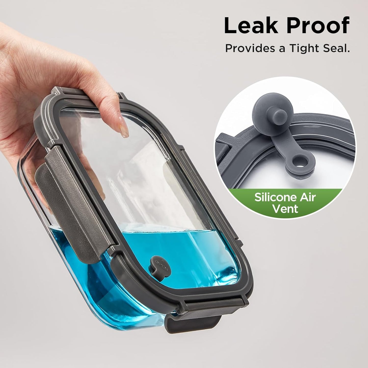 Glass Food Storage Containers with Lids, 5 Pack of 36oz, Glass Meal Prep Container with Airtight Lids, Microwave Safe Food Container Set, BPA Free, LeakProof, Ideal for Lunch