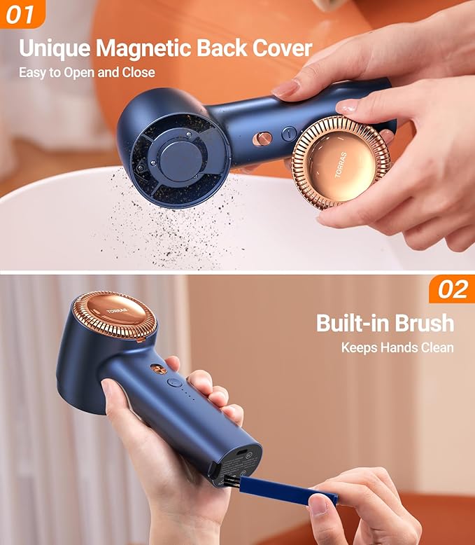 TORRAS Fabric Shaver Lint Remover, Rechargeable Electric 3-Speed Sweater Shaver Remove Fuzz, Pilling for Cashmere, Wool, Coat, Furniture, Clothes depiller with Replacement Blades, Blue