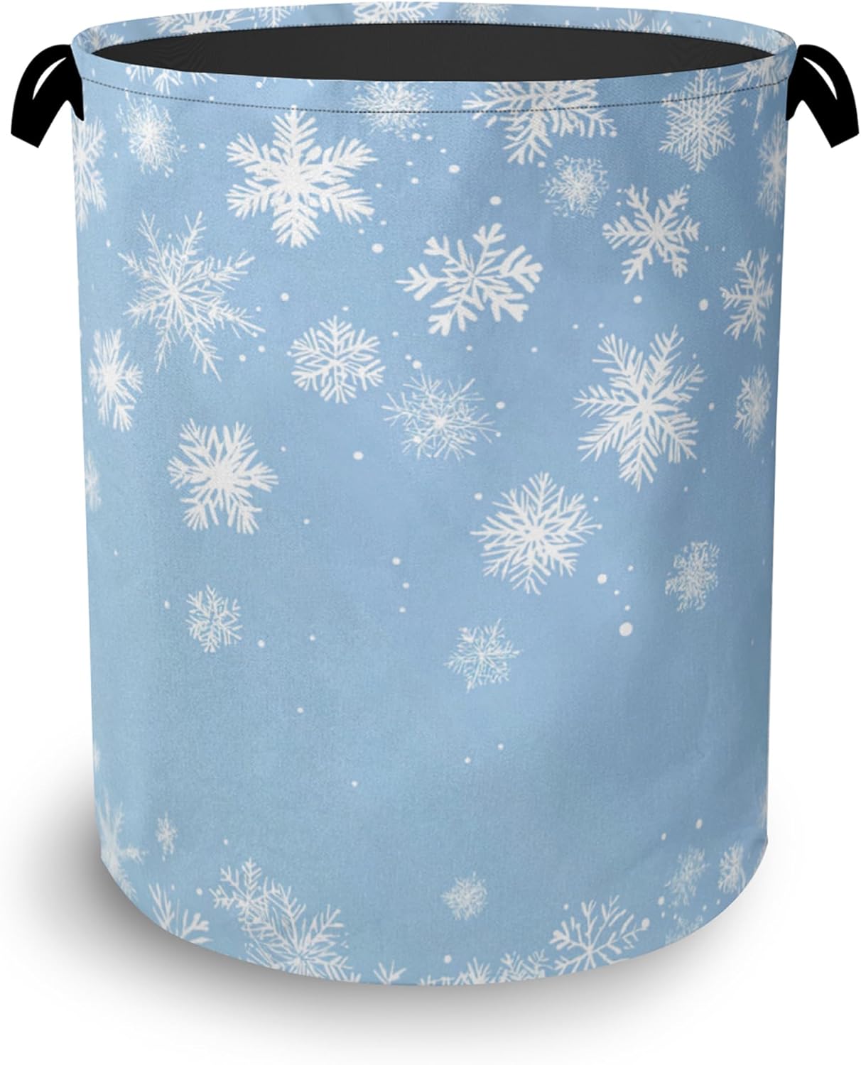 Snowflakes Christmas Laundry Basket,Oxford Cloth Laundry Hamper with Handle Foldable Portable Clothes Storage Basket for Bathroom Bedroom Dorm Room 16" x 20.8"
