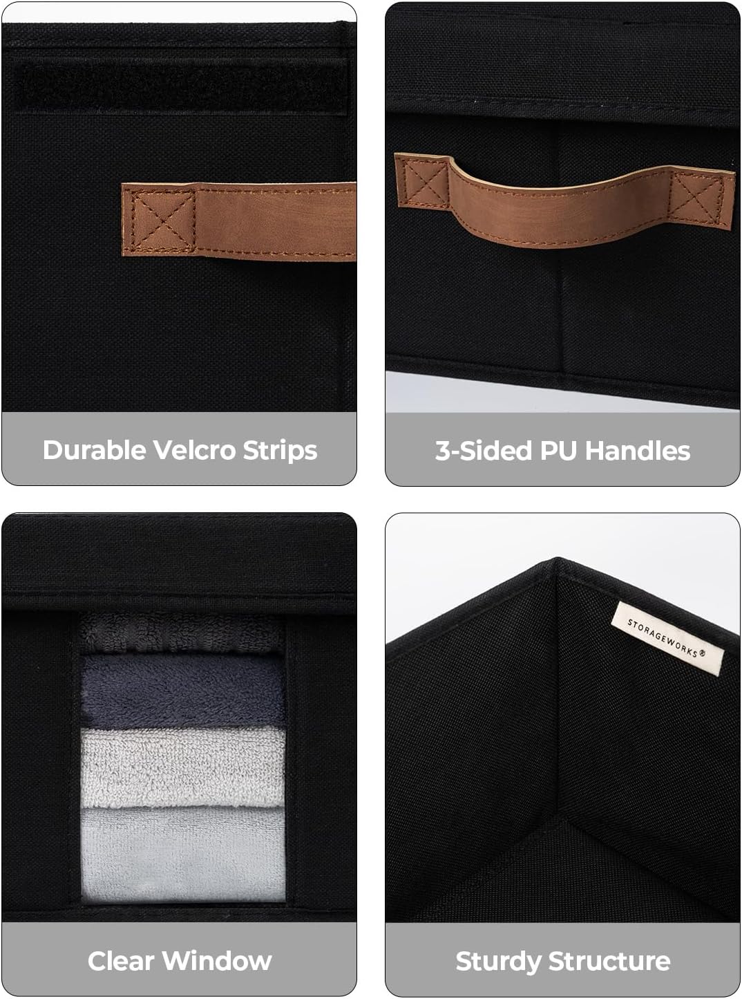 StorageWorks Under Bed Storage with Lid, Underbed Storage Containers with Handles, Underbed Organizer for Bedroom, Foldable Clothing Storage Bins, Box for Blankets, Jumbo, Black, 2-Pack