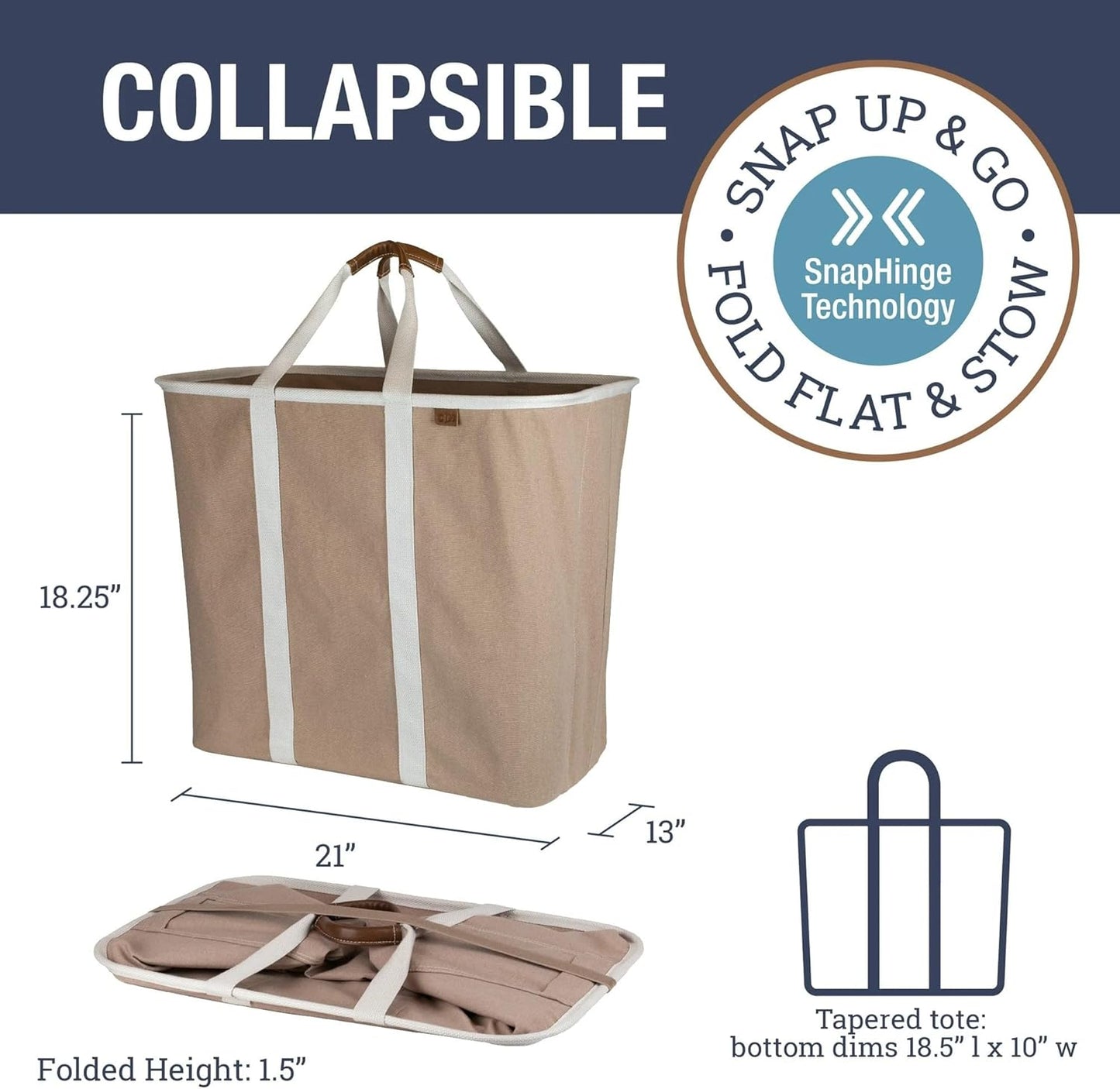 CleverMade Collapsible Laundry Caddy - LUXE Mocha 2-Pack 64L - Foldable Storage Organization Container for Clothes Laundry Room Storage Solution