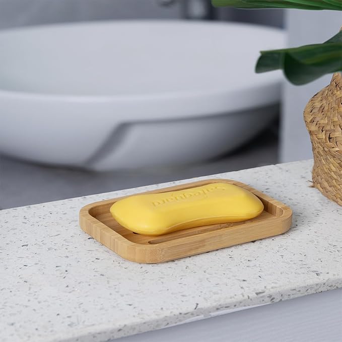 Bamboo Bar Soap Holder Wooden Soap Dish for Shower Bathroom Kitchen with Self Draining Tray