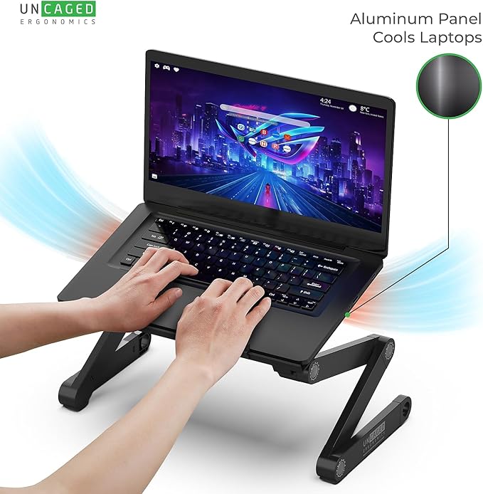 WorkEZ Adjustable Laptop Stand for Desk, Adjustable Height Laptop Stand, Ergonomic Foldable Portable PC Holder, Computer Riser, Home Office Supplies