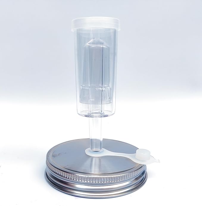 4 Set Fermentation Lids Kit for Wide Mouth Jars, 4 Stainless Steel Fermenting Lids with 4 Airlocks(Jars Not Included) (No Glass Weight)