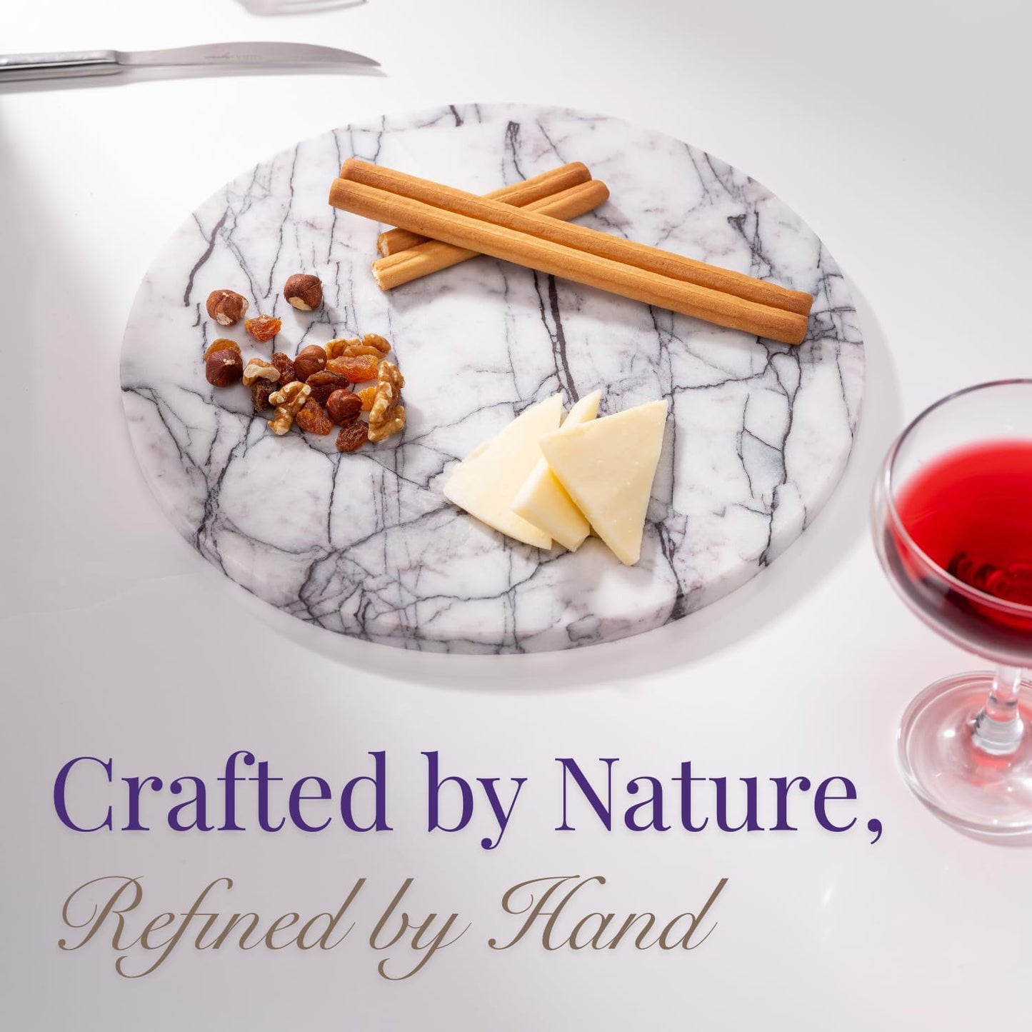 Handcrafted Marble Tray – Bathroom Counter Organizer, Jewelry Tray, Perfume Organizer & Decorative Tray for Vanity Accessories, Coffee Table Decor & Bathroom Countertop, Stone Trays (Round, Leilac)