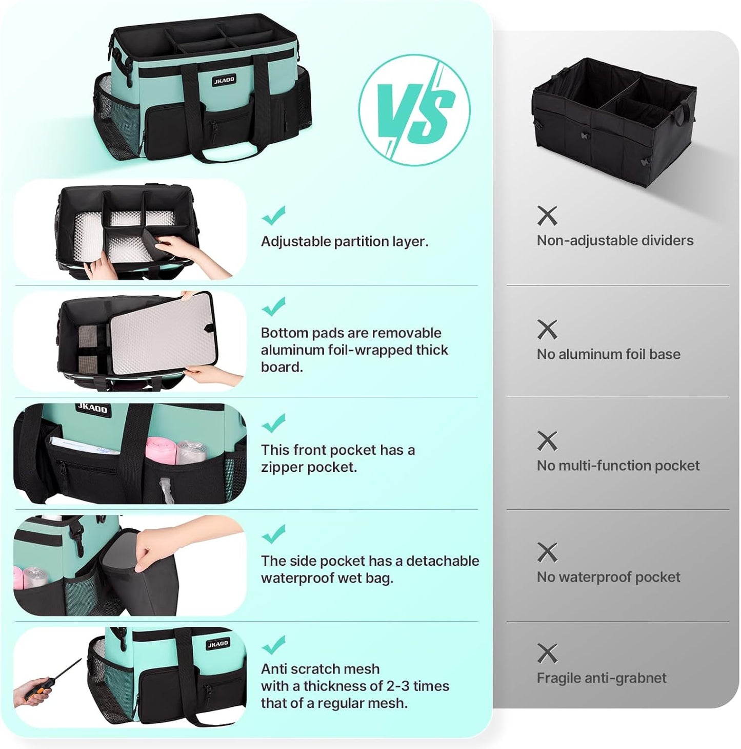 Large Wearable Cleaning Caddy Bags, Cleaning Supplies Storage Bag with Handles and Adjustable Shoulder Strap and Removable Waist Straps,Waterproof Cleaning Tote for Home,Car,Office