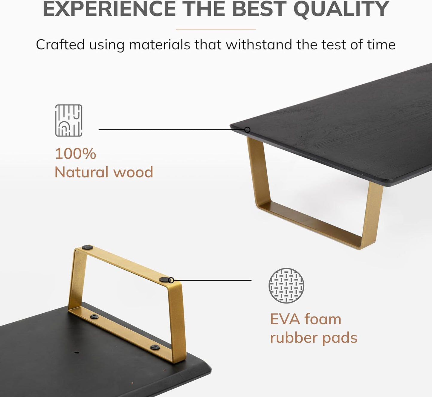 Anji Mountain Monitor Stand - Desktop Organizer & Laptop Riser, Ergonomic Monitor Riser, Space-Saving Monitor Stand for Desk, Durable Construction, Easy Assembly, Ideal for Home & Office,Black