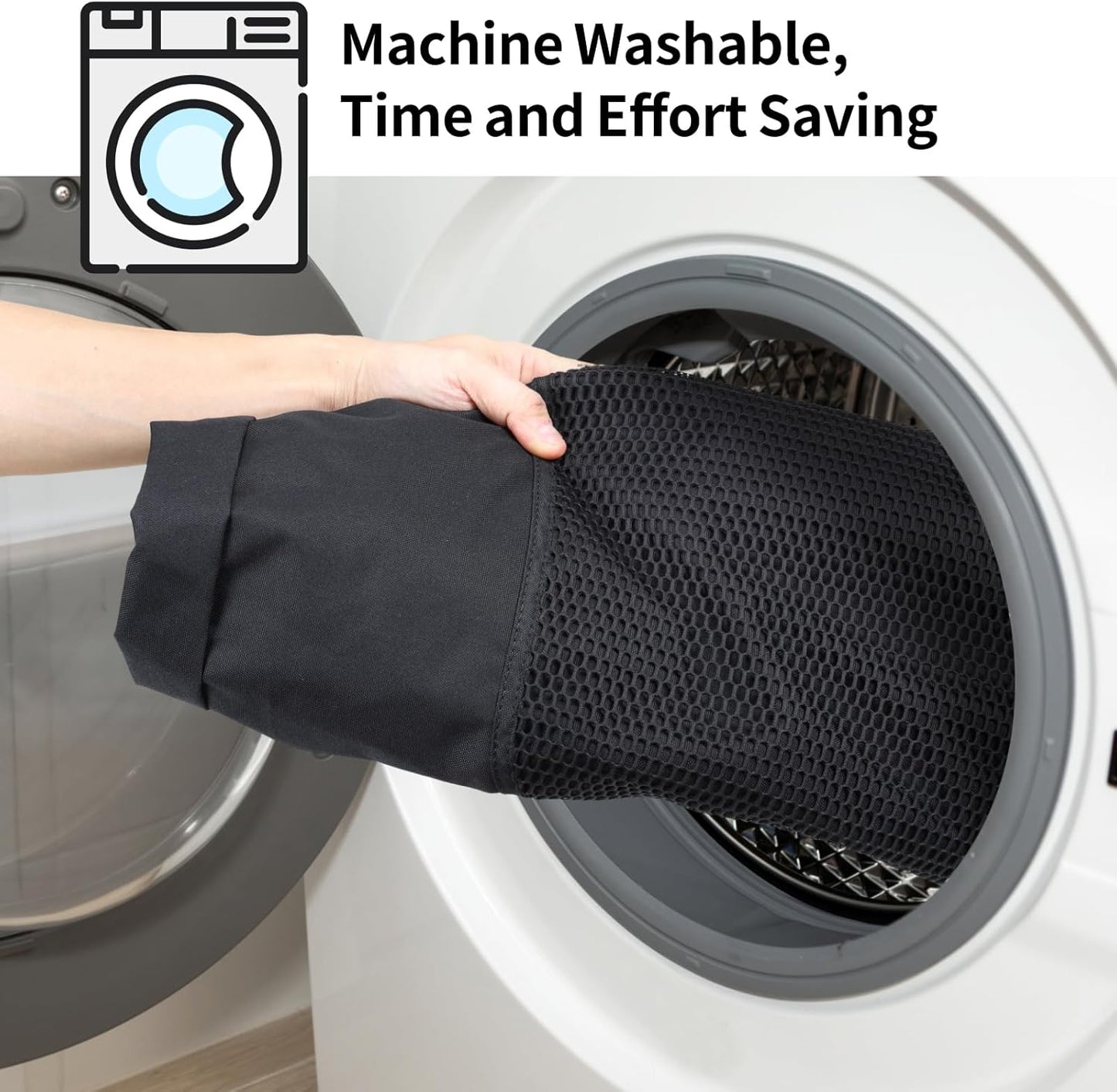 F-color Laundry Bag Backpack 115L - Large Capacity Laundry Backpack with Comfort Straps, Mesh and Zip Pocket, Sturdy Bag for Dorm, Travel, Laundromat, Apartment, Black