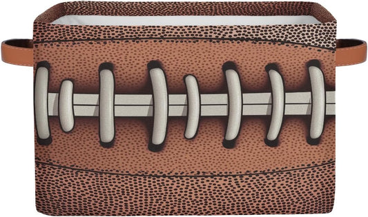 American Football Storage Basket for Shelves, Storage Bins with Handles, Collapsible Basket for Organizing, Closet Toy Baskets for Nursery Room, 15x11x9.5 in, Canvas, Retro Football