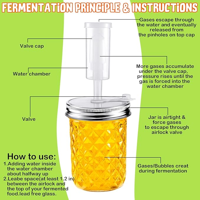 Tessco for you 4 Set Fermentation Kit, Wide Mouth Fermentation Lids with Weights for Mason Jars Sauerkraut Probiotic Food (No Jars)