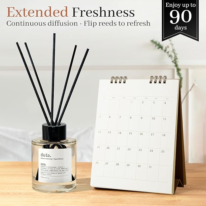 Duša Babies Reed Diffuser & Sticks - 5 Fl Oz Essential Home Fragrance Decor for Bathroom, Office & Living Spaces –Stylish & Long-Lasting Room Air Freshener -Ideal for Housewarming & Special Occasions