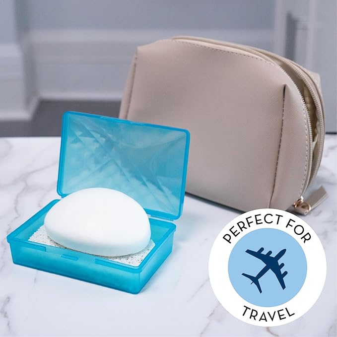 S&T INC. Bar Soap Holder for Kitchen, Bathroom, and Soap Dish, 4 Pack, White, 2.9 inches by 4.4 inches