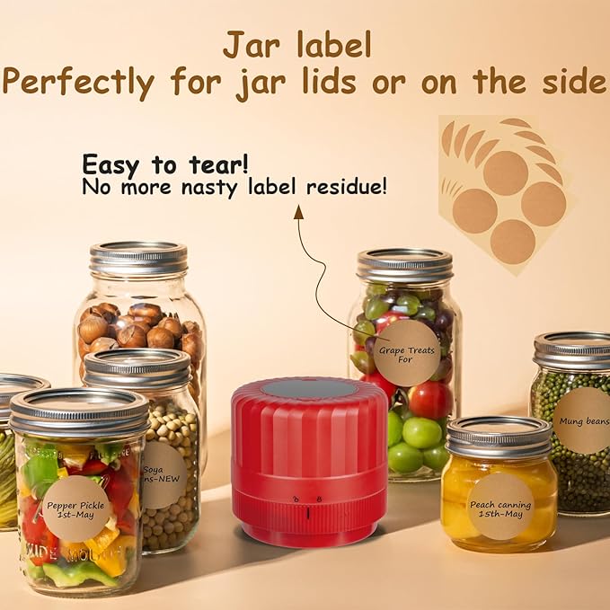 Fully Automatic Mason Jar Vacuum Sealer Kit - Auto Stop Mason Jar Vacuum Sealer Kit, Jar Vacuum Sealer for Mason Jars, Jar Vacuum Sealer, A Must-Have for Canned Foods Pantry Canning Pickling